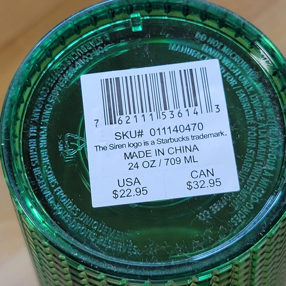 Starbucks 2023 Iridescent ‘Sprout’ Green Pink Grid Bling Venti Tumbler - Picture 3 of 9